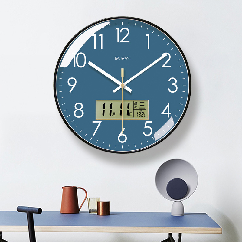 Ipura 6028 Wall Clock Bedroom Living Room Hanging Watch Home Clock Mute Seconds Sweeping Clock Fashion Wall Hanging Quartz Clock