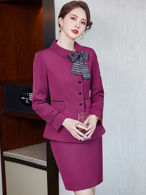 Hotel work clothes female autumn and winter clothes front desk cashier professional suit hotel restaurant waiter work clothes female