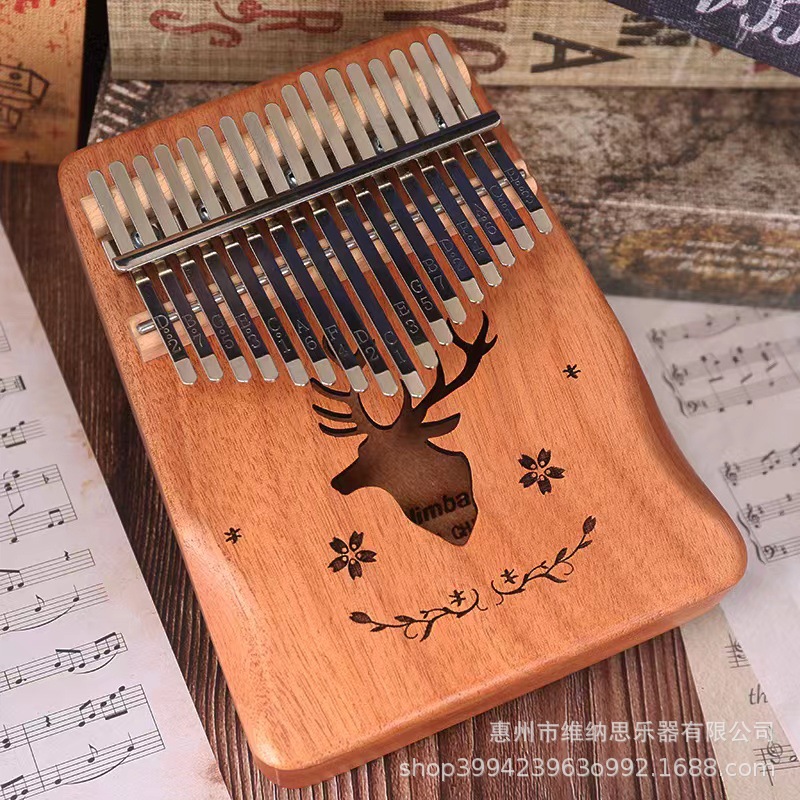 Picture of Thumb Piano 17-Tone Kalimba Kalimba 21-Tone Kalimba Finger Piano Instrument Solid Wood Rainbow Model