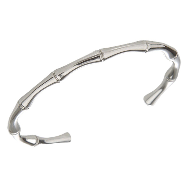 Titanium steel non-fading bamboo open bracelet women's ins simple cold style retro niche design all-match bracelet