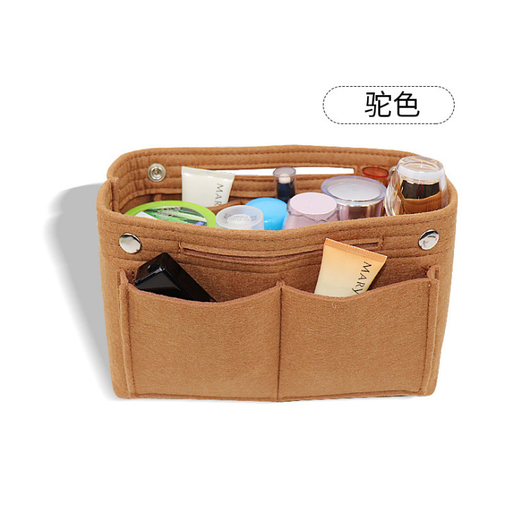 Picture of Factory wholesale felt cosmetic bag multi-functional Women's Travel liner bag large capacity felt snap storage bag