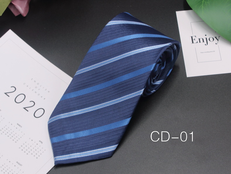 Picture of Manufacturer in stock men's business tie 8cm hand-punched professional formal wear interview striped tie men's Jacquard polyester silk