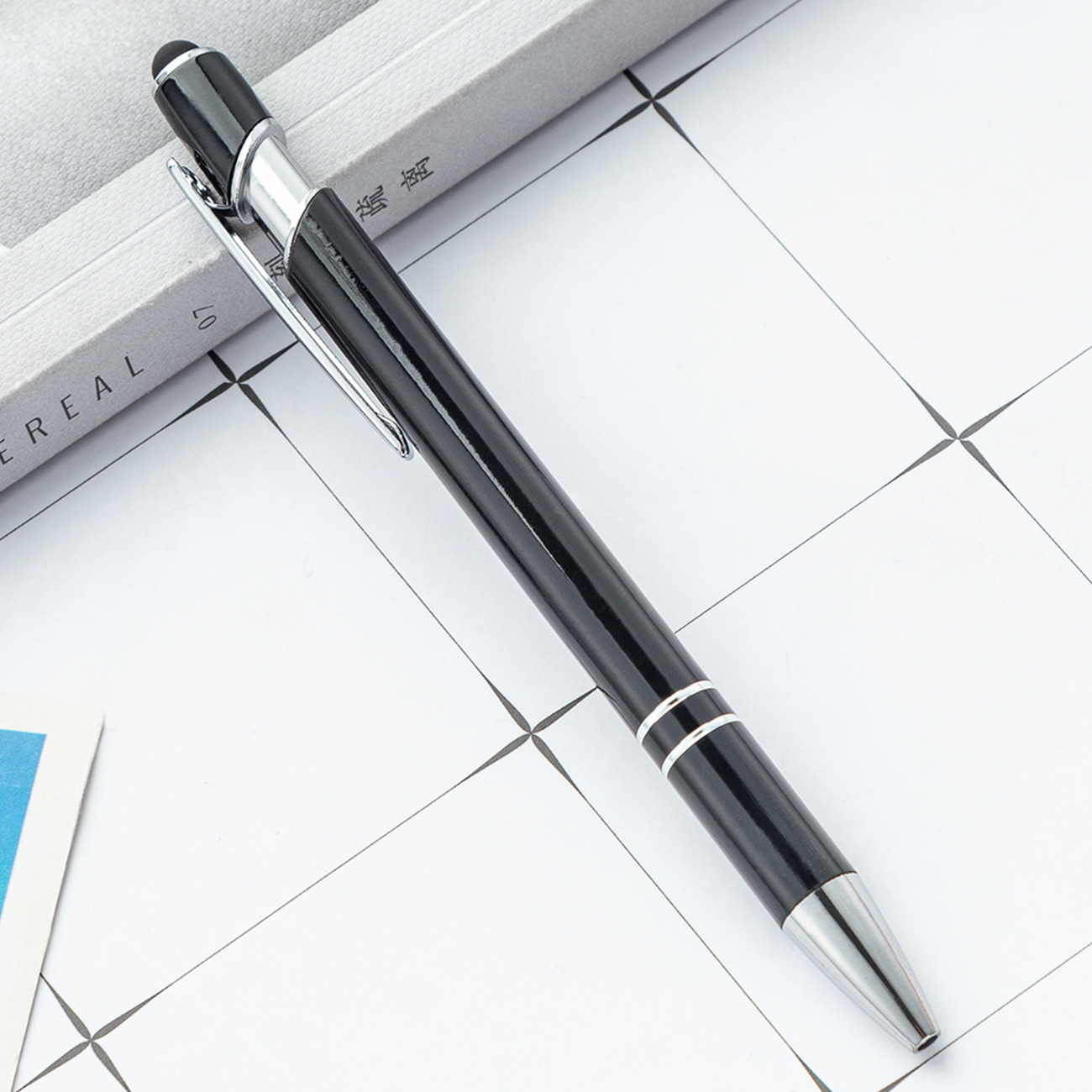 Picture of Spot press pen metal aluminum rod spray glue Press Ball Pen wholesale printable logo aluminum rod touch screen pen