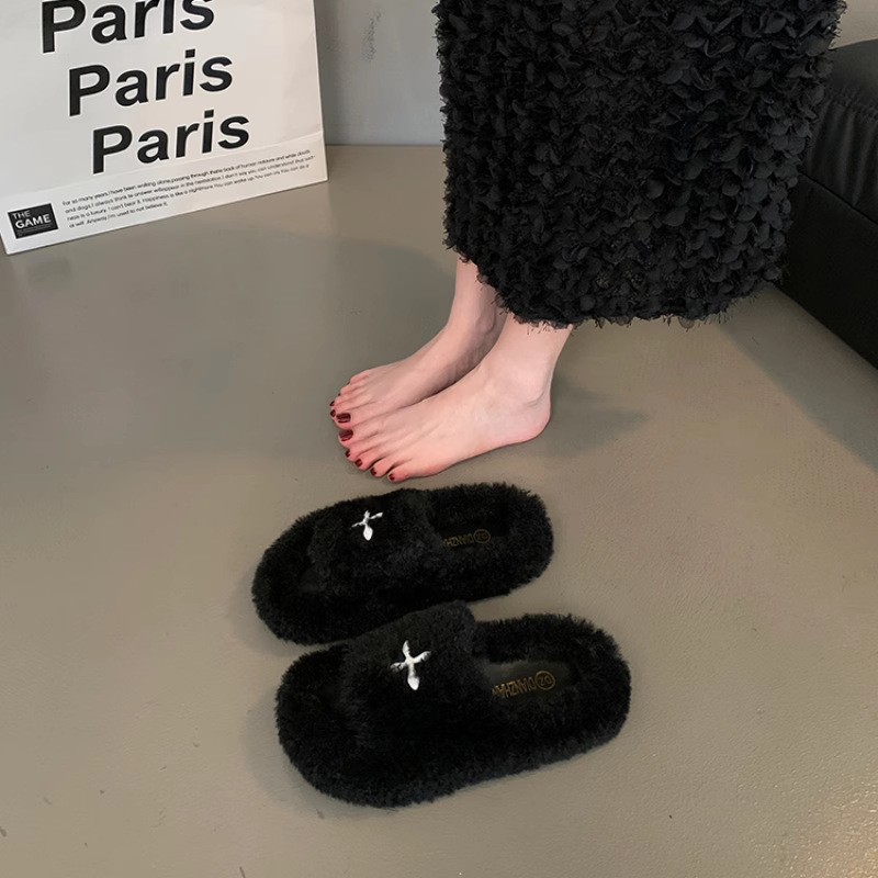 Internet Trendy Maomao Slippers for Women's Outgoing Wear Autumn and Winter 2024 New Outgoing Wear Super Popular Ins Non-slip Thick-soled Cotton Slippers
