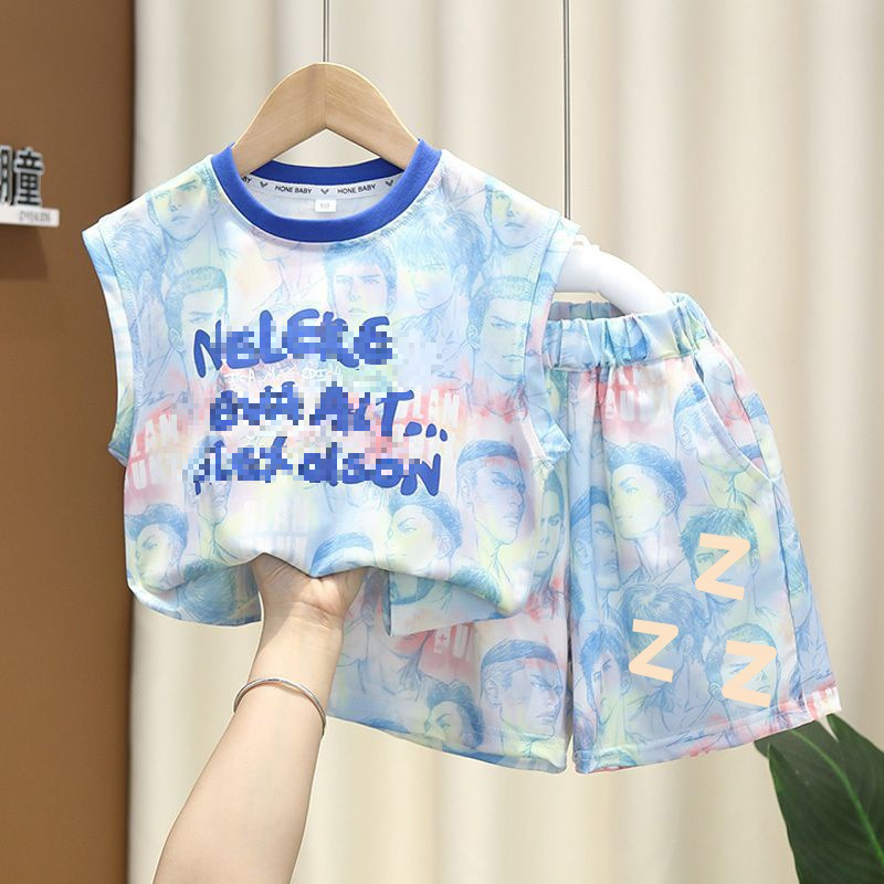 Picture of Boys' Vest suit 2024 New Arrival Duffy Handsome Baby Summer Sleeveless Clothes Trendy Children's Thin Summer Two-Piece Set