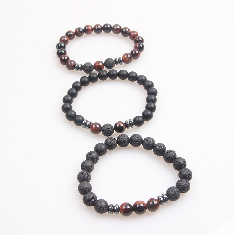 Picture of Zhou Lianfa Tiger Eye Bracelet Men's 8MM Beads suit Elastic Adjustable Black Crystal Beads Suitable for Ladies Ceremony