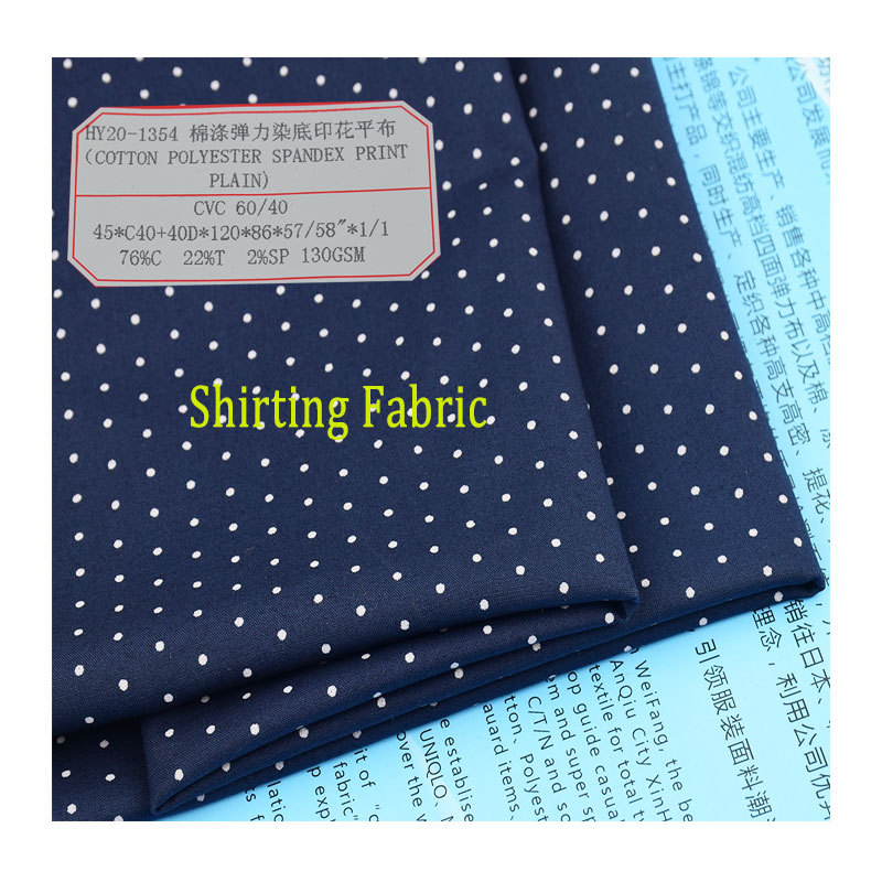 Picture of High Quality Cvc Cotton Polyester Stretch Fabric 130Gsm Dyed Bottom Digital Printing Spring and Summer Shirt Fabric Wholesale