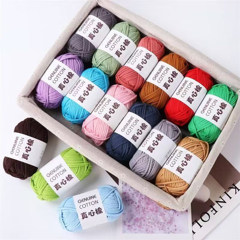 Heart-filled cotton hollow cotton wool hand-woven genuine cotton core-filled cotton wool coarse wool group crochet diy cloth thread