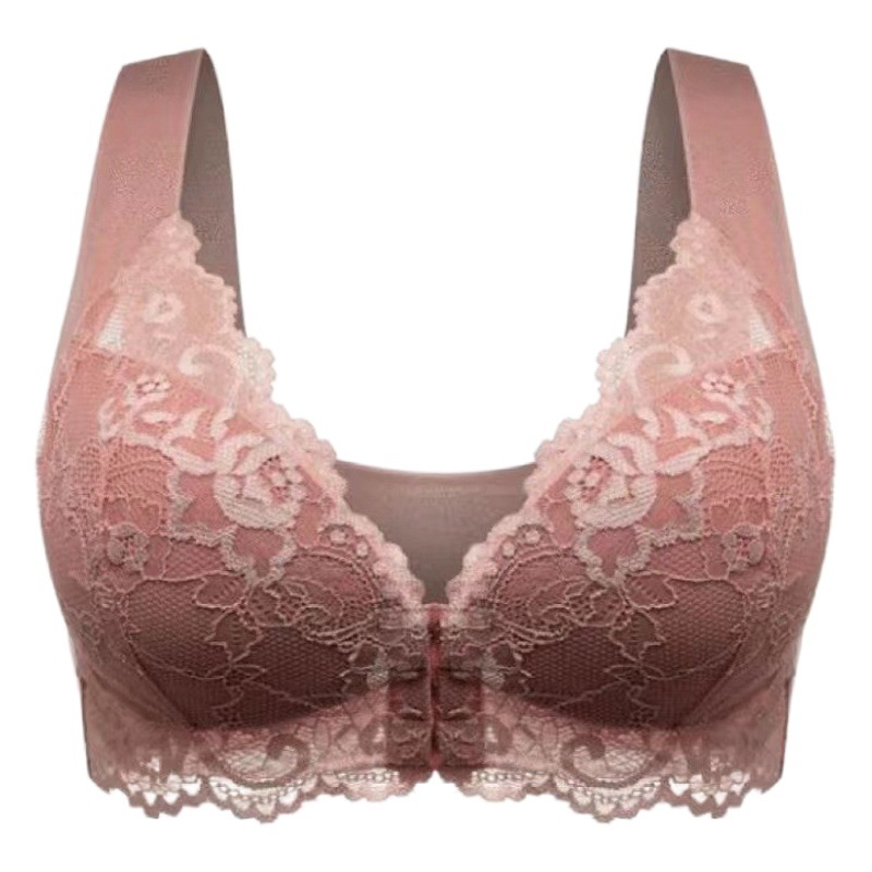 Foreign trade cross-border manufacturers wholesale front buckle without steel ring bra large chest small comfortable breathable plus size ladies underwear