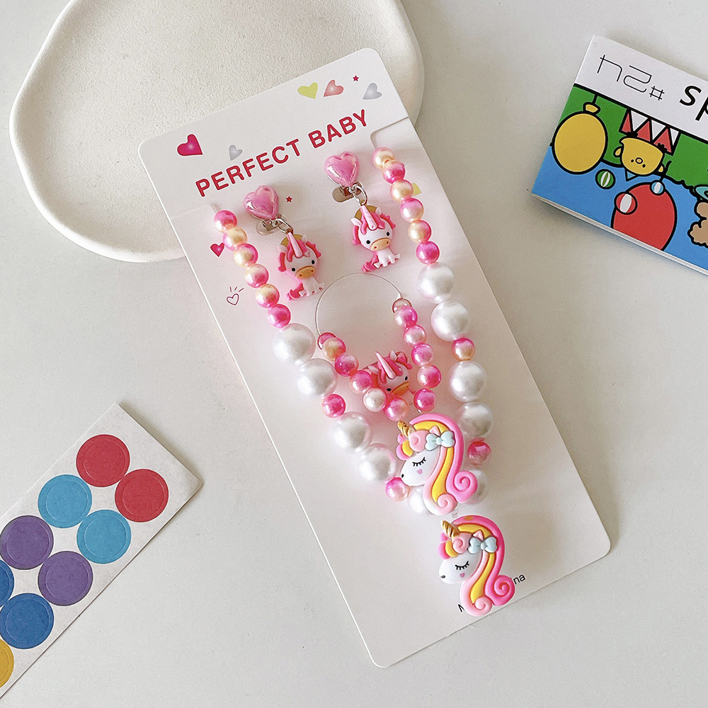 Picture of Amazon New Kidsren's Necklace Unicorn Bead Set DIY Kidsren's Jewelry Girls Ring Necklace Wholesale