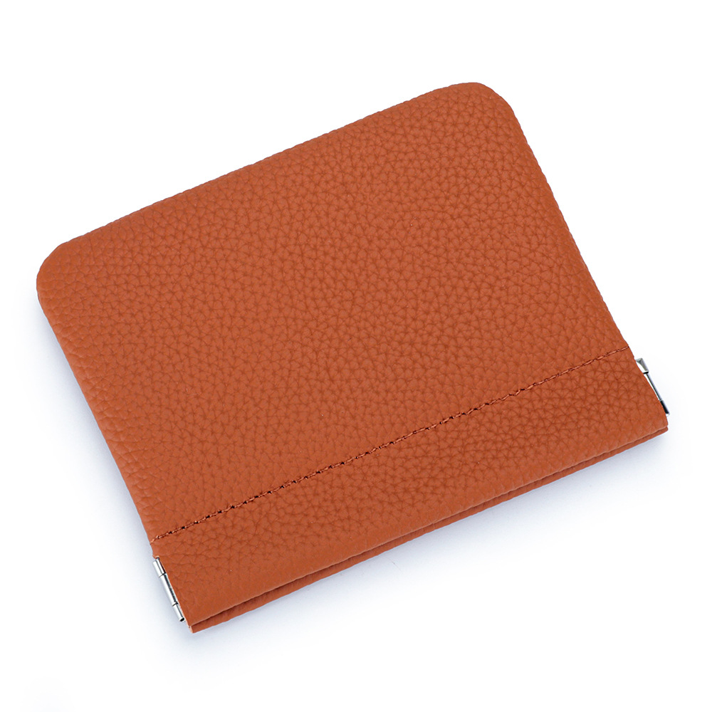 Picture of Genuine Leather Short Mini Coin Purse Women's Small and Ultra-thin Automatic Closure Shrapnel Coin Bag Key Lipstick Storage Bag