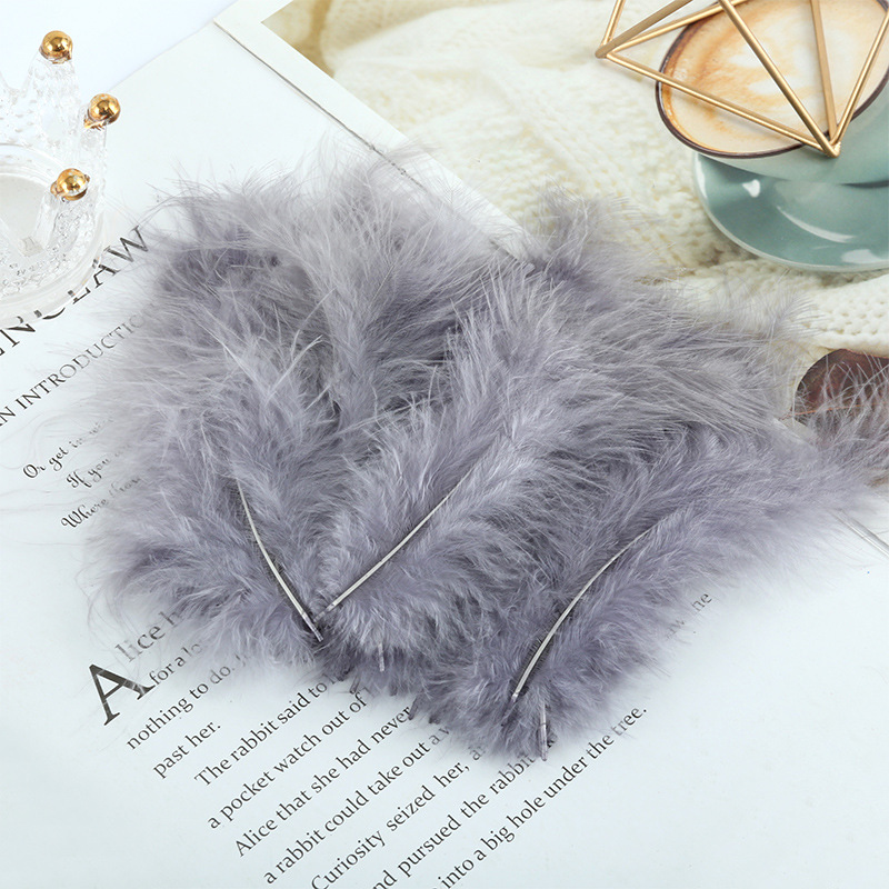Picture of Feather decoration color turkey feather pointed tail velvet dream catcher net material wave ball gift box filler shooting props