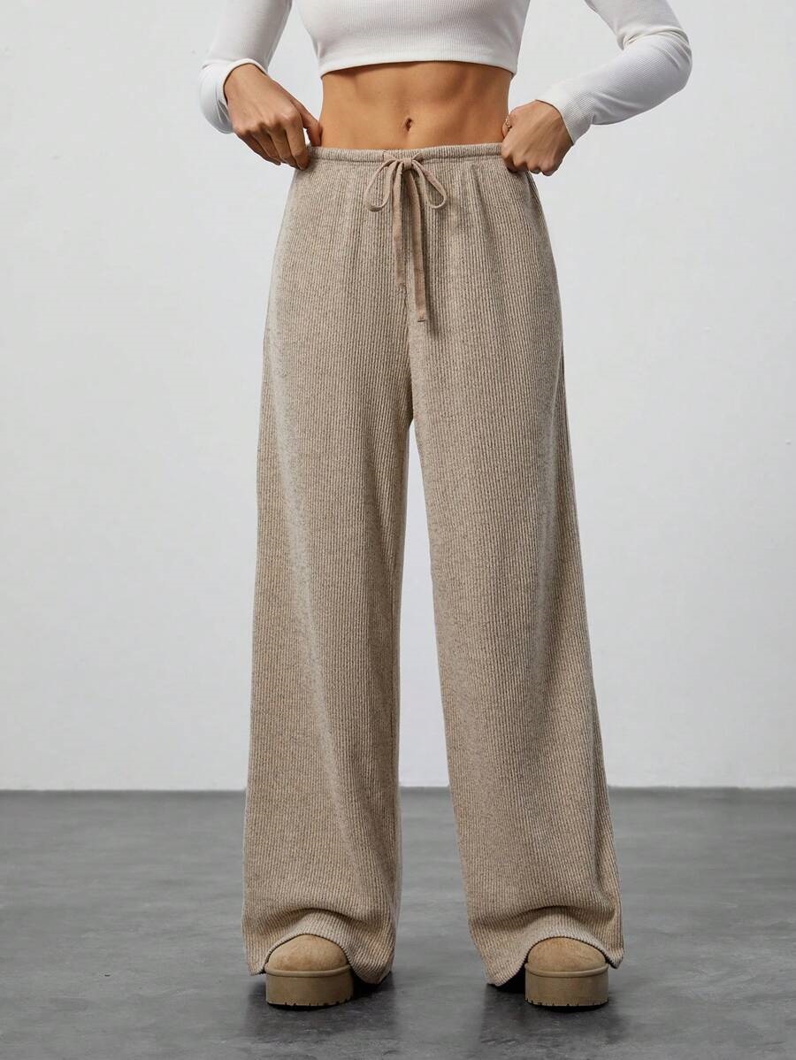 Amazon cross-border foreign trade new European and American women's solid color draped waist drawstring wide-leg casual pants