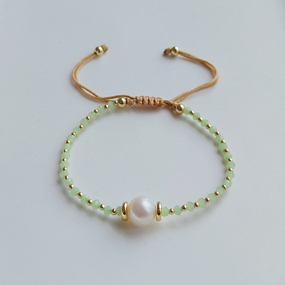Picture of Ins Style Fashionable Handmade Beaded Facet Crystal Bracelet All-match Natural Freshwater Pearl Bracelet Women's European and American Cross-border Bracelet