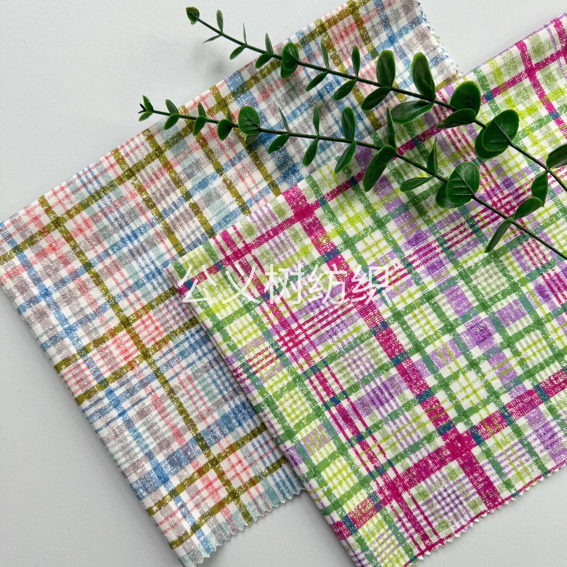 Three-dimensional line grid 60 pieces of Tencol cotton digital direct spray cloth high-grade printed fabric dress women's clothing children's clothing fabric