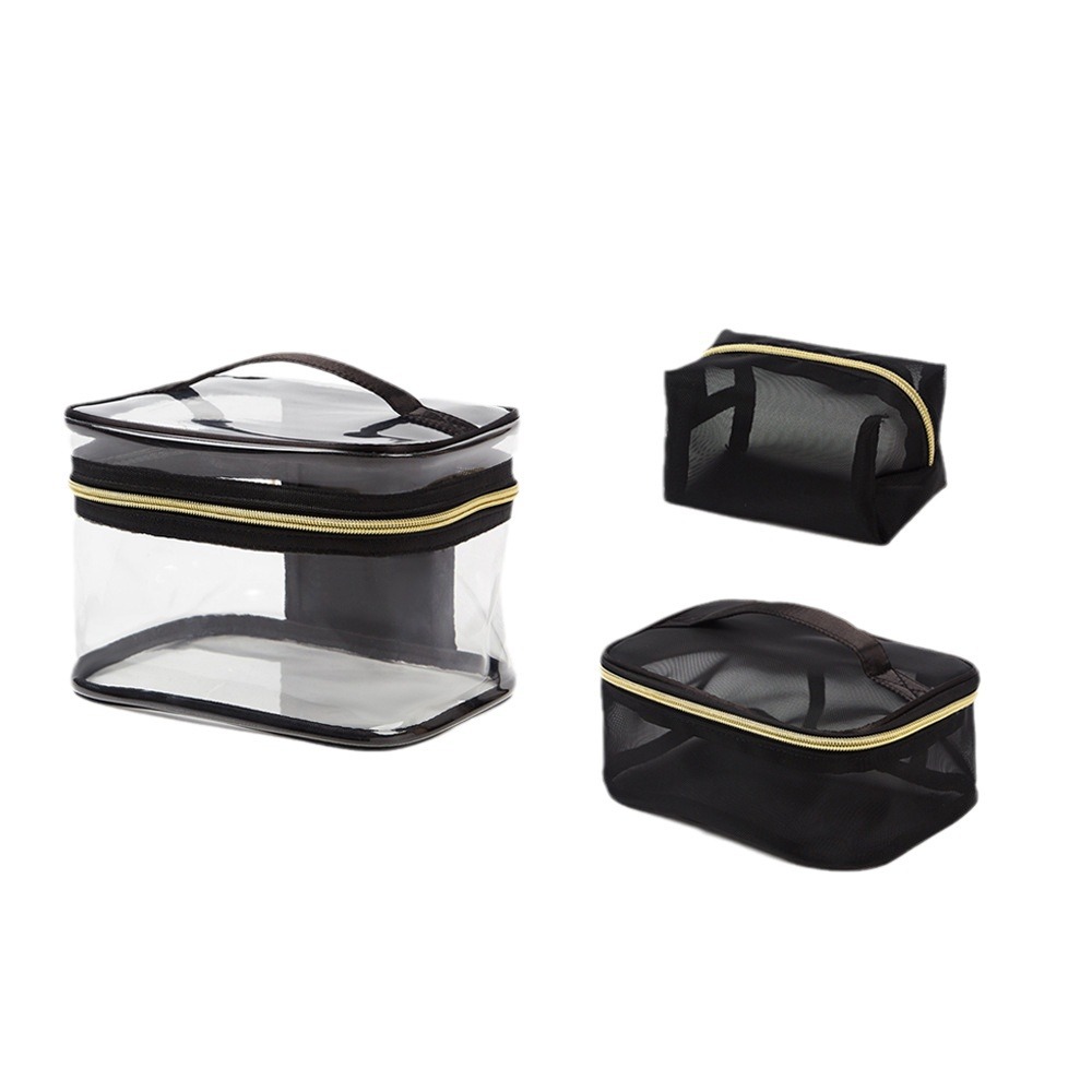 Picture of Casual Large-Capacity Cosmetic Bag 2025 New High-Looking Toiletry Bag Portable Mesh Transparent Cosmetics Bag Four-Piece Set