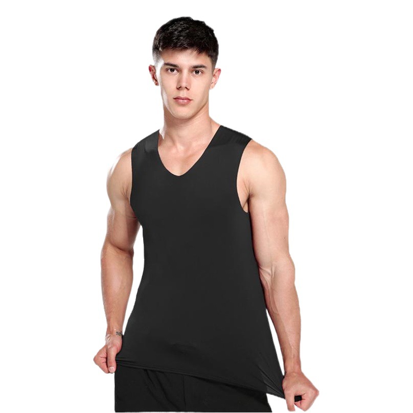 Seamless Ice Silk Men's Vest Men's Summer Slim Fit Youth Simple Soft Sleeveless Intimates Bottoming Undershirt