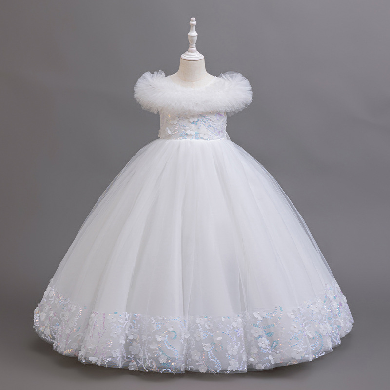 Picture of Cross-border Foreign Trade Girls' Dress Elegant Evening Dress Long Fluffy Skirt Children's catwalk Piano Playing Fluffy Skirt