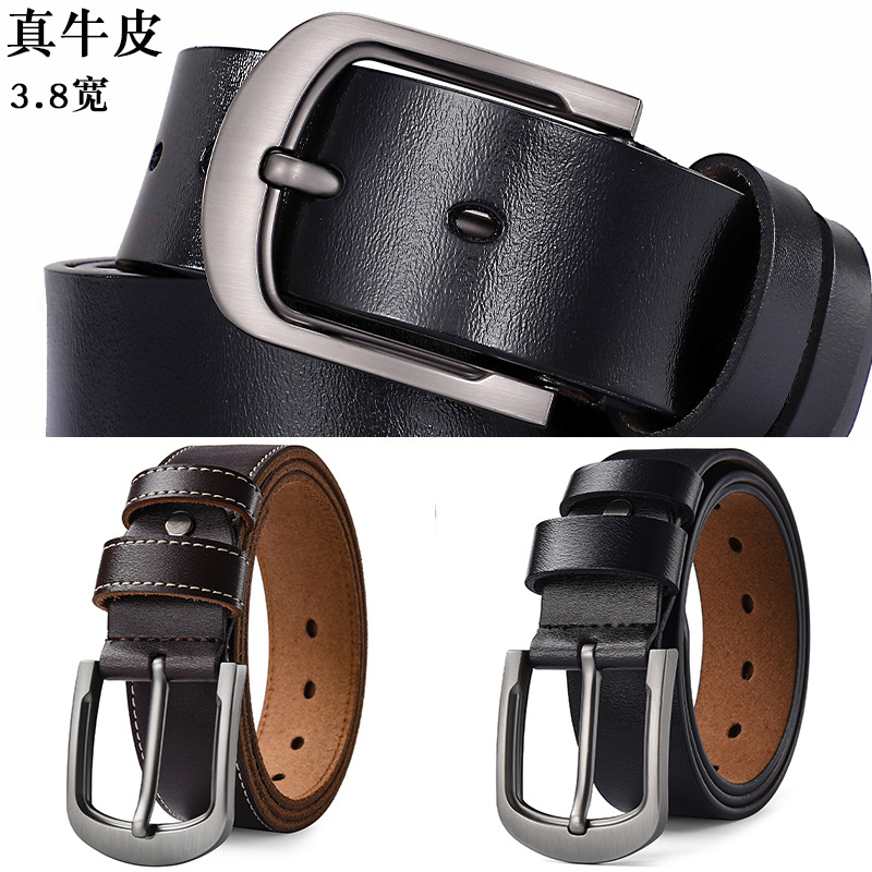 Vintage Belt for Men, Genuine Leather, Pure Cowhide, Pin Buckle, Extra Long Size 170cm, Trouser Belt 140cm, Artistic Retro Style