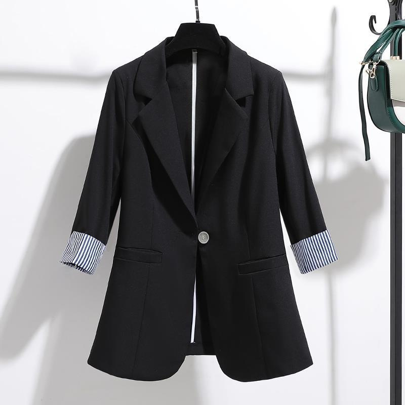 Picture of Small Suit Jacket for Women Spring and Summer New Korean Style Slim Draped Thin Three-Quarter Sleeve Elegant Suit Top for Women
