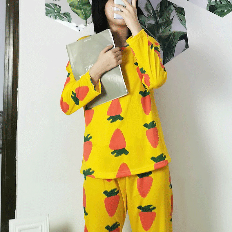 Picture of Wholesale spring and autumn winter pajamas women's thin long sleeve trousers cartoon cute wind small student home clothes suit