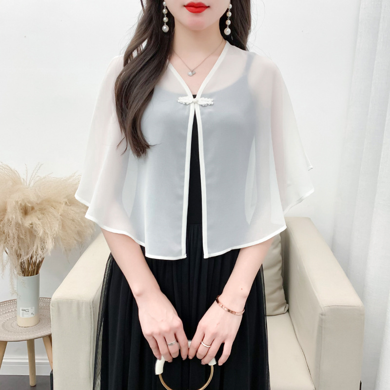 Picture of Chiffon Small Shawl Women's Summer Outer Skirt All-match Short Loose Waistcoat Thin Chiffon Sunscreen Cardigan Jacket