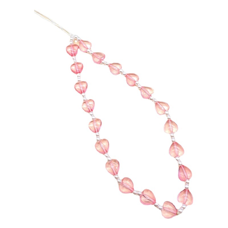 Pink Heart Love Pearl Beaded Mobile Phone Chain Girl's Heart Sweet and Cute Anti-lost Mobile Phone Lanyard Neck