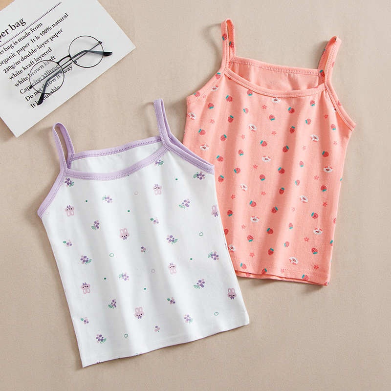 Picture of Girls' Vest Summer Pure Cotton Small Camisole Children's Bottoming Inner Wear Sleeveless Top Baby Outer Wear Camisole