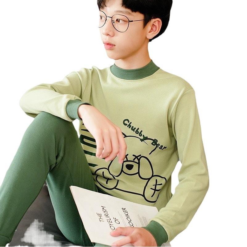 Teenagers children's autumn clothes long pants boys' cotton underwear suit middle and big children's pajamas autumn and winter bottoming cotton sweater