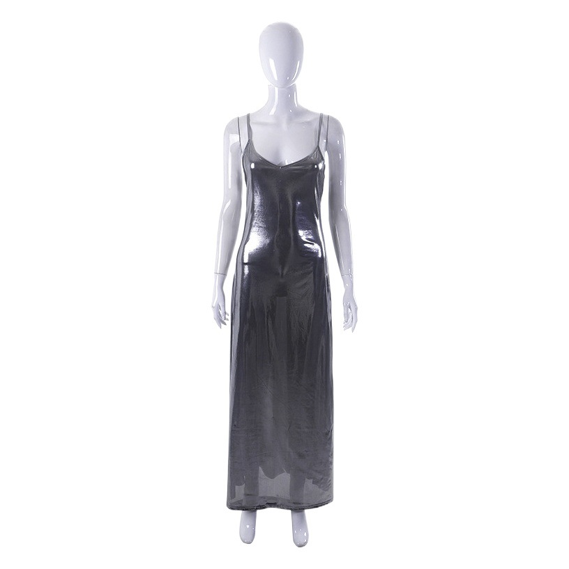 European and American style 2024 autumn metallic sexy suspenders A long ladies dress women dress skirt foreign trade