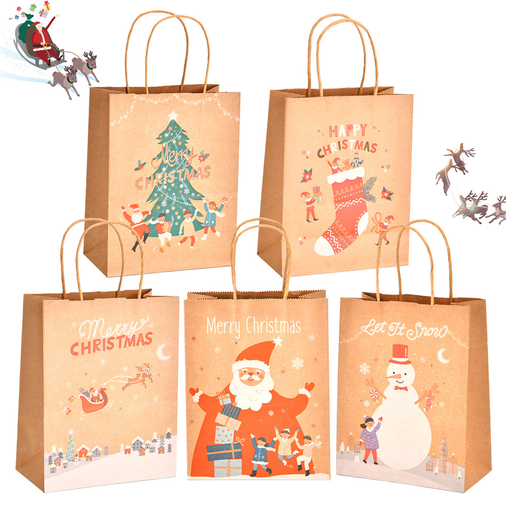 Picture of Spot New Christmas Kraft Paper Bag Christmas Eve Handbag Candy Gift Bag Apple Packaging Gift Paper Bag