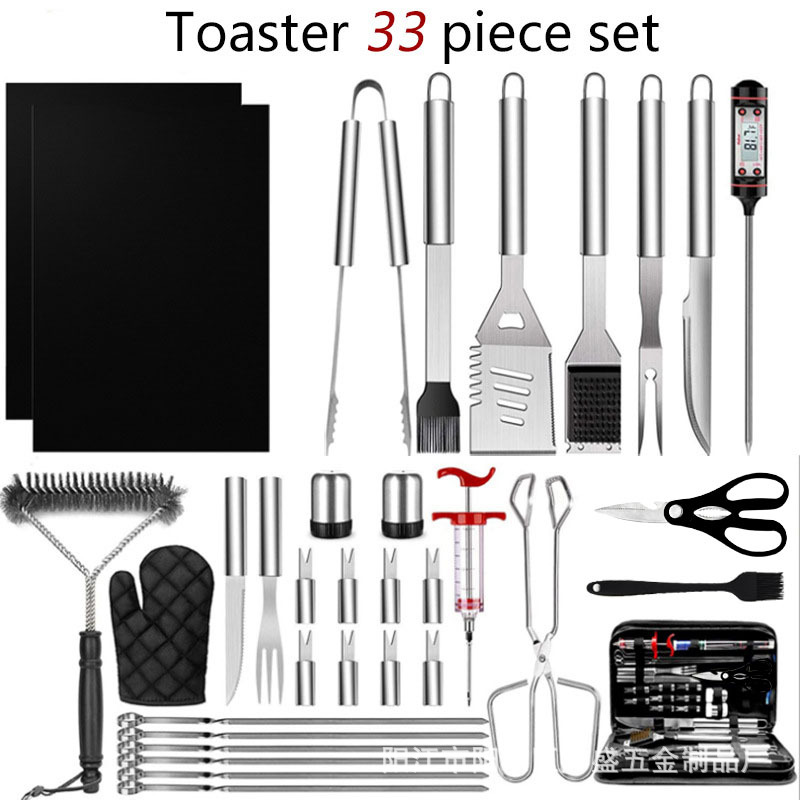 Amazon factory spot bbq baking tool set Oxford bag baking tool outdoor home portable cloth bag barbecue tool