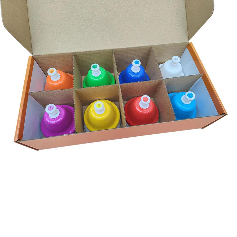 Eight-tone bell Orff musical instrument wholesale color 8-tone hand rattles rainbow bell suit children's eight-tone bell