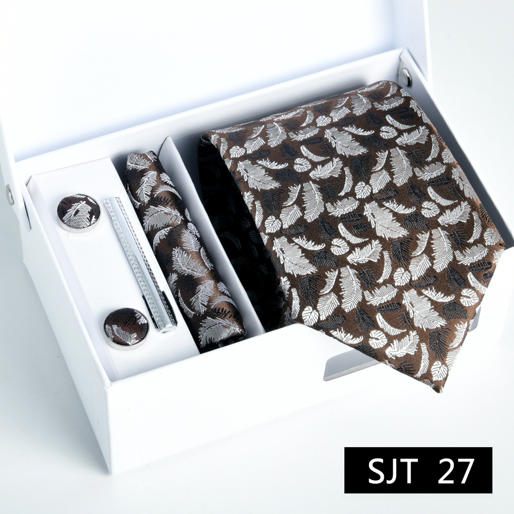 Picture of Tie formal business executive 5-piece gift box wedding = = groom wedding festive wine red in stock new