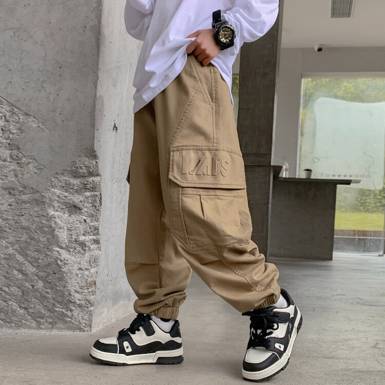 Picture of Boys' Cargo Pants Spring and Autumn 2025 New Stylish Loose Casual Pants for Older Children Autumn Long Pants