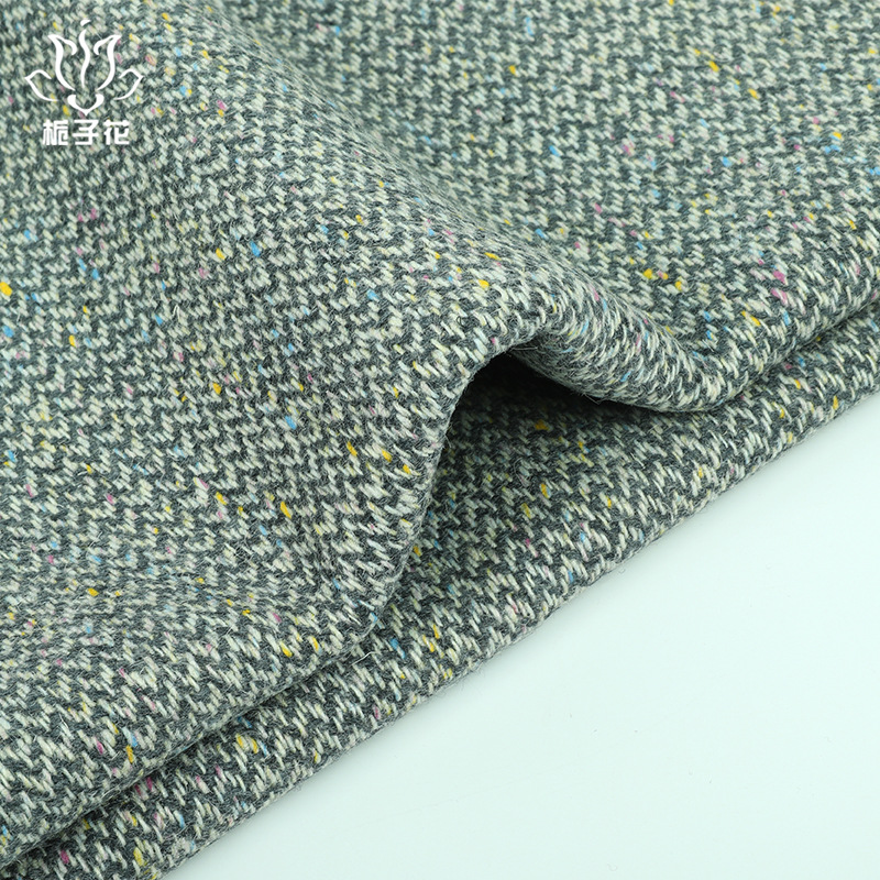 Picture of Carefully Selected 60 Wool Blended Colorful Dot Herringbone Fabric, Outwear Fabric, Winter Factory Direct Supply Single-Sided Woolen Fabric