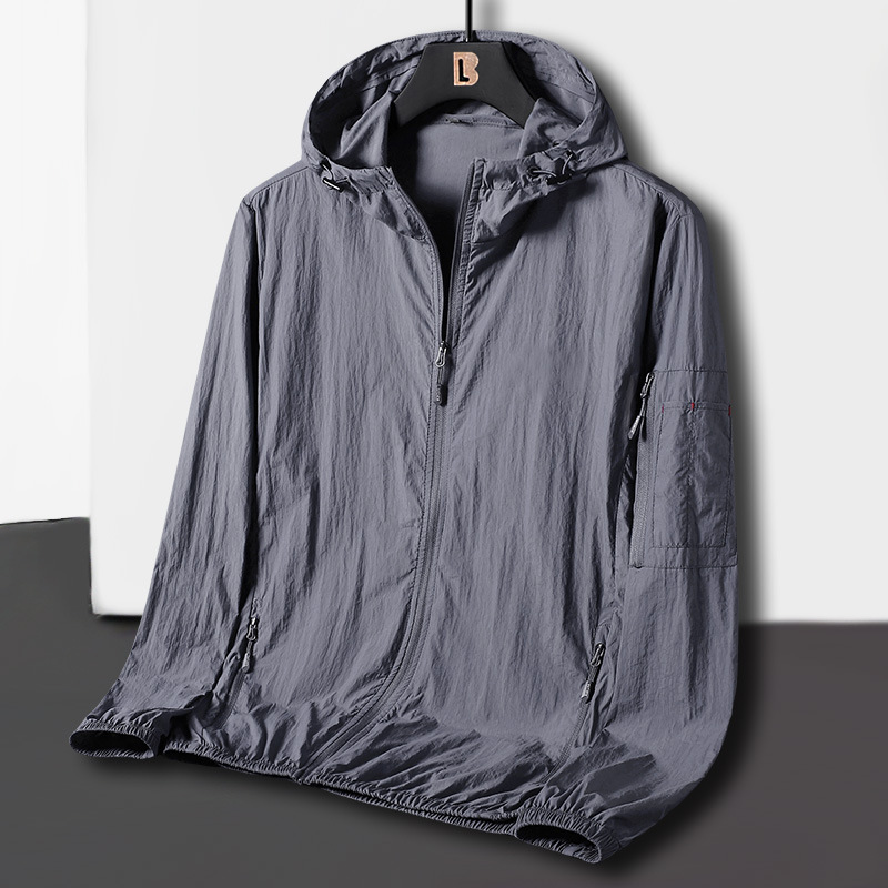 Spring and Summer New Solid Color Sun Protection Clothing Men's Outdoor Fishing Windbreaker Jacket Casual Sports Hooded Quick-Drying Sun Protection Clothing