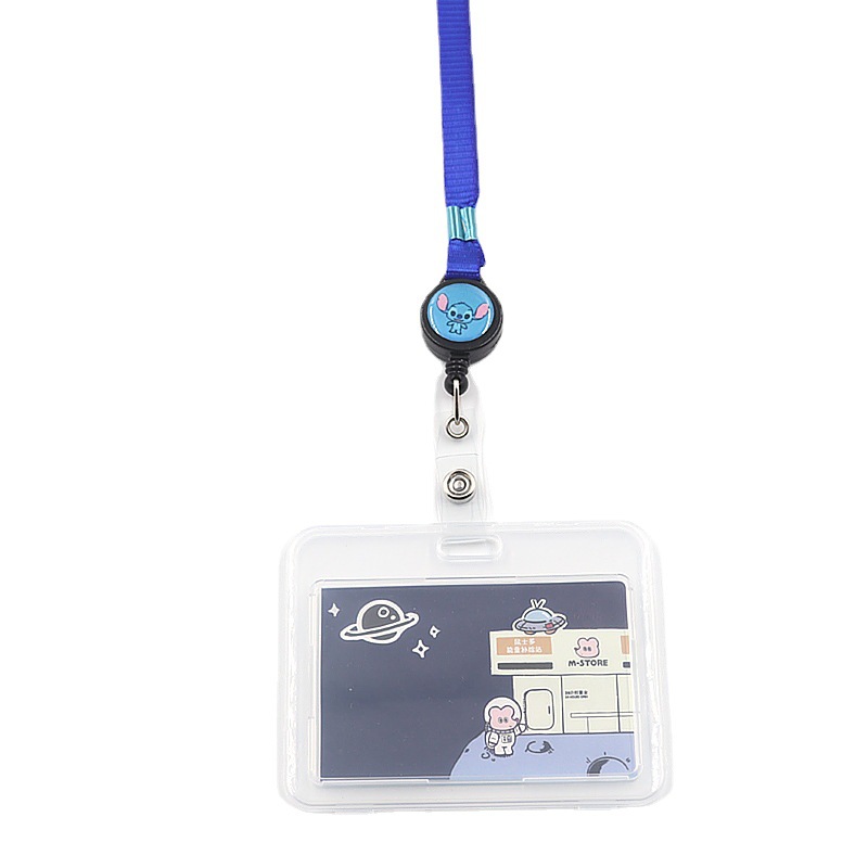 Picture of Campus student card holder retractable horizontal transparent card holder bus card holder ID card holder ID card holder lanyard