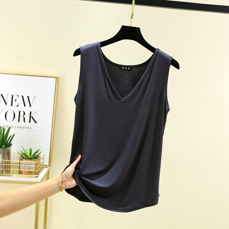 Picture of Summer New Modal Vest Women's Loose Large Size V Neck Sleeveless Bottoming Shirt Slim Slim Casual Top