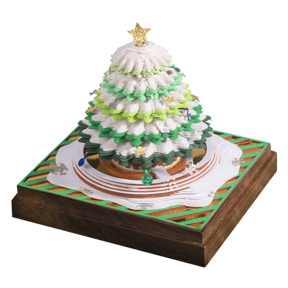 Christmas Tree 3D Panoramic Paper Sculpture Calendar Sticky Notes Tear-Off 2026 New Model 3D Desk Calendar Desktop Ornament Gift