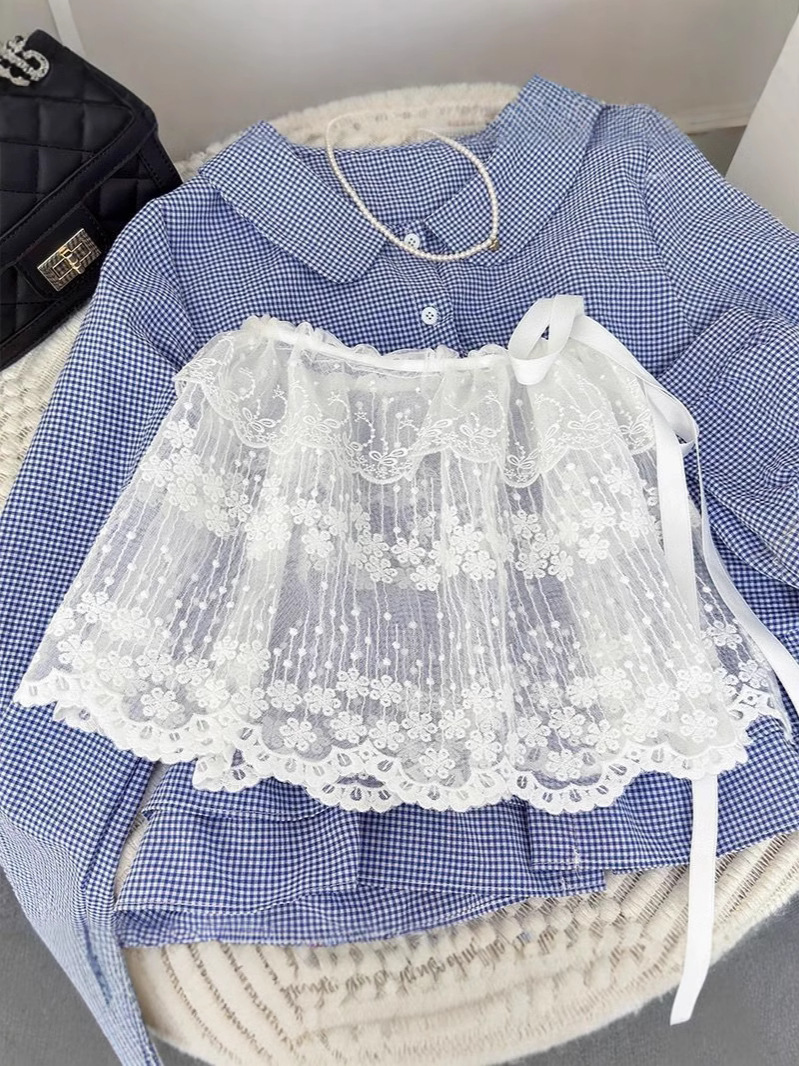 Korean Style White Mesh Lace Fart Curtain Women's Spring and Summer 2025 New Lace-up Stacked All-match Hip Covering Hip Covering Skirt