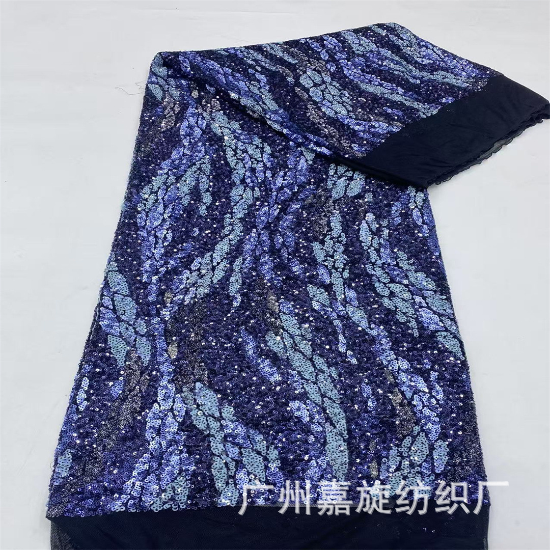 New Sequin Stacked Twist Stereo Design Lace Fabric European and American Fashion Dress Stage Performance Clothing Fabric
