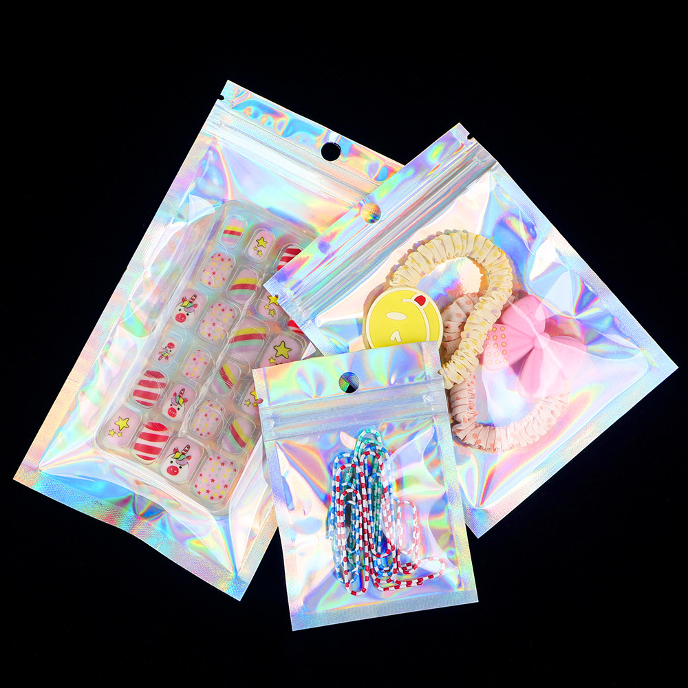 Picture of Laser Self-sealing Bag Yum Magic Color Bag Data Line Yin and Yang Bag Digital Flash Aluminum Foil Plastic Bag Jewelry Bag