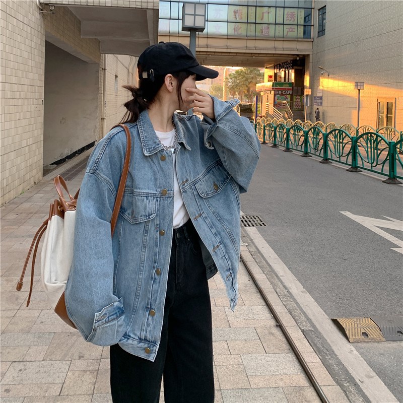 Picture of Denim Crock Coat Women's Spring and Autumn New Arrival Fashionable All-Match Long-Sleeved Top Korean Style Loose Slimming Jacket Trendy