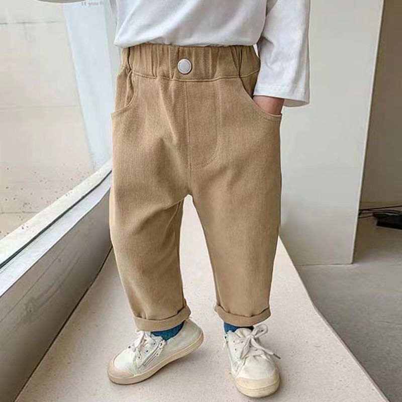 Picture of Boys' White Pants Children's Western Style Korean Style Trousers for Middle and Small Children's Spring and Autumn Girls' Baby's Denim Casual Trendy Pants