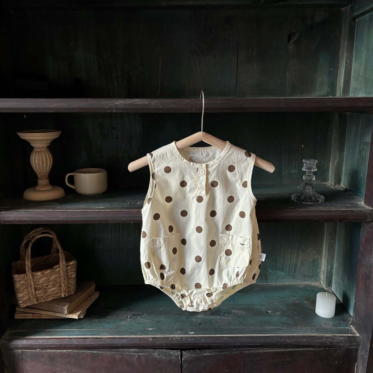 Picture of in stock Baby Summer Clothes Baby Boys and Girls Thin All-in-Body Clothes Western-style Wave Dot Vest Wrap-up Clothes Climbing Clothes