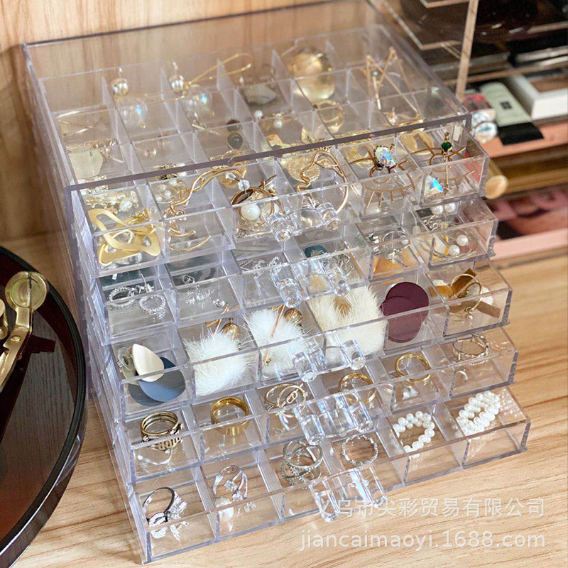 Large Capacity Dustproof Earrings Earrings Jewelry Storage Box Ear Clip Finishing Multi-Layer 120 Diamond Box Jewelry Jewelry Box