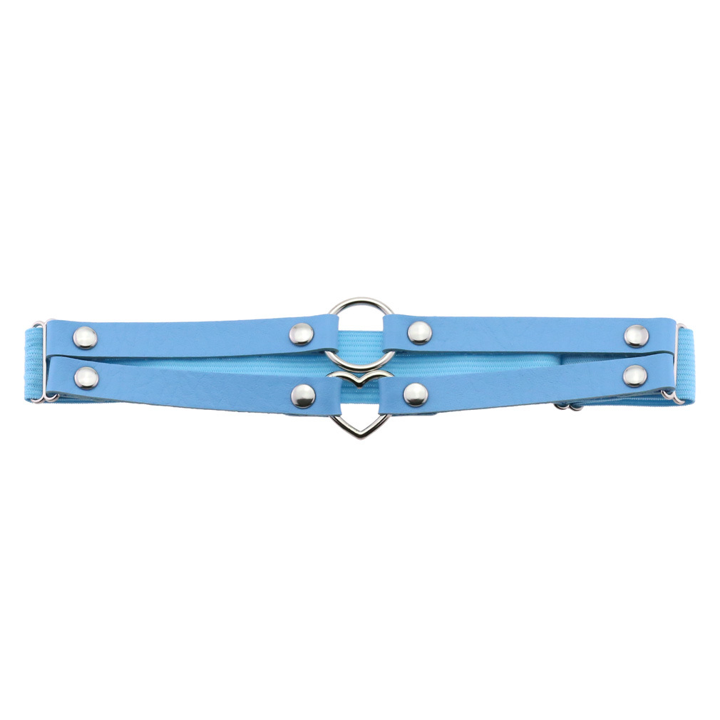 Picture of Cross-border personality temperament sexy punk style double-line ring leather thigh ring peach-shaped love-shaped elastic garter belt