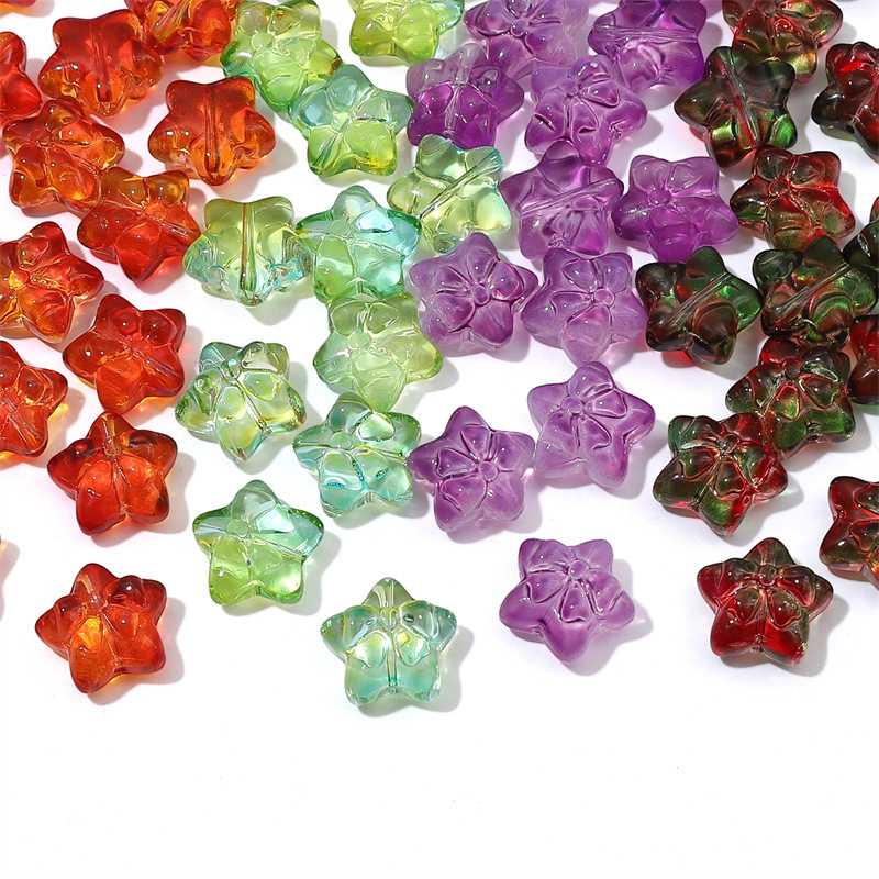 Picture of colored glass five-pointed star bow beads loose beads handmade diy three-dimensional jelly beaded bracelet jewelry accessories