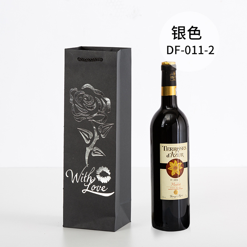 Picture of Red Wine Portable Paper Bag in Stock Hot Stamping Practical Red Wine Gift Packaging Bag Wine Portable Paper Bag Wholesale